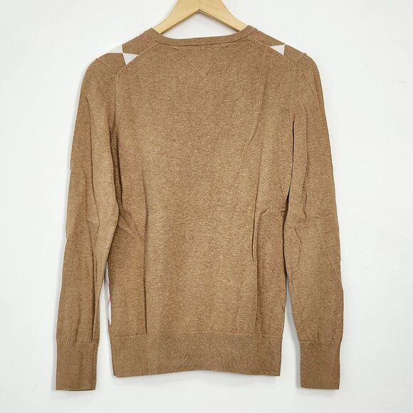 Tommy Hilfiger Pima Cotton Argyle Sweater Tennis Prep Light Academia Y2K Golf - Picture 2 of 10